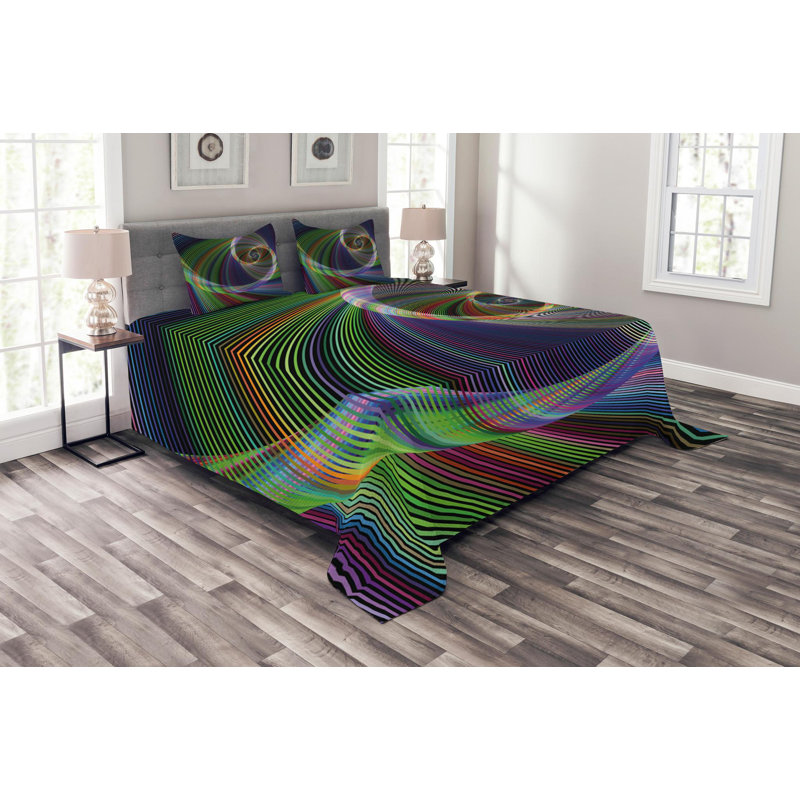 Modern & Contemporary Abstract Coverlet, Queen Coverlet + 2 Shams