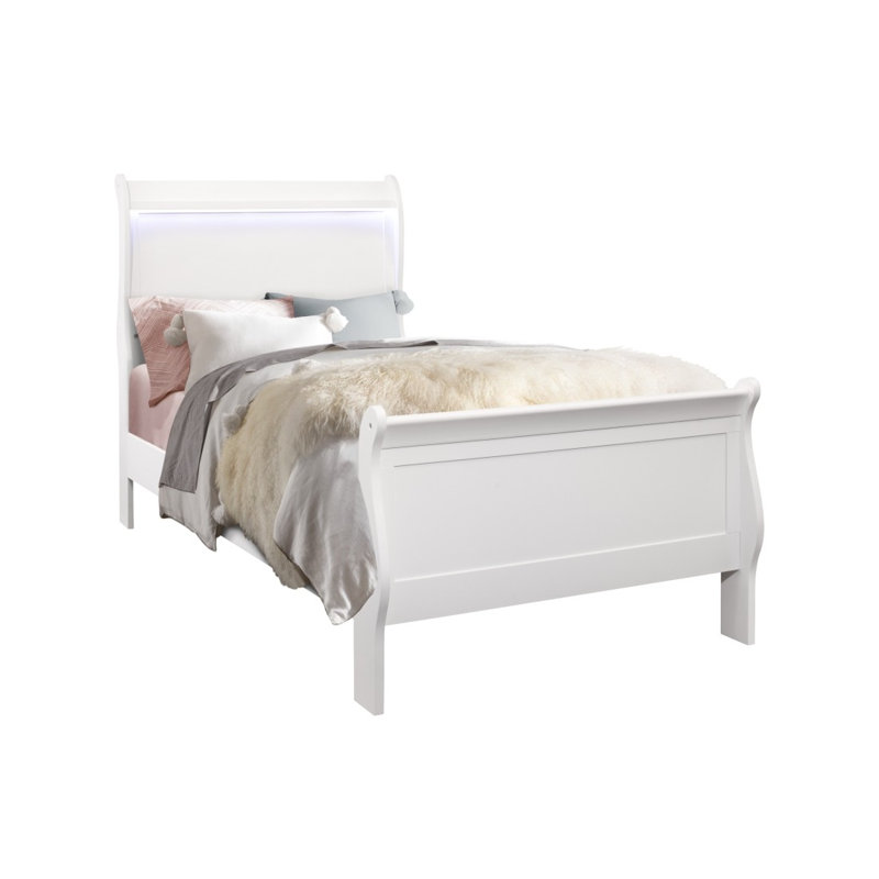 Lit simple blanc CHARLSTON, Lit simple, Blanc