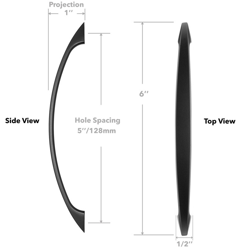 Matte Black Steel Arch Cabinet Pulls with Mounting Hardware, 10 Pack