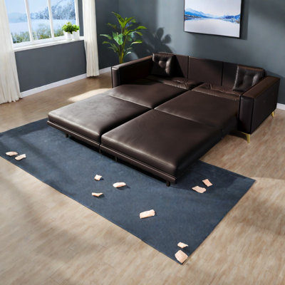 In 1 Sleeper Sofas Faux Leather Modern Sofa Bed For Home Living Room