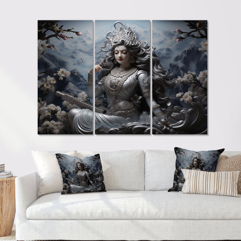 «Hindu Parvatis Wife Of Shiva» - Ensemble de décoration murale pour l'hindouisme, H 28 po x l 36 po