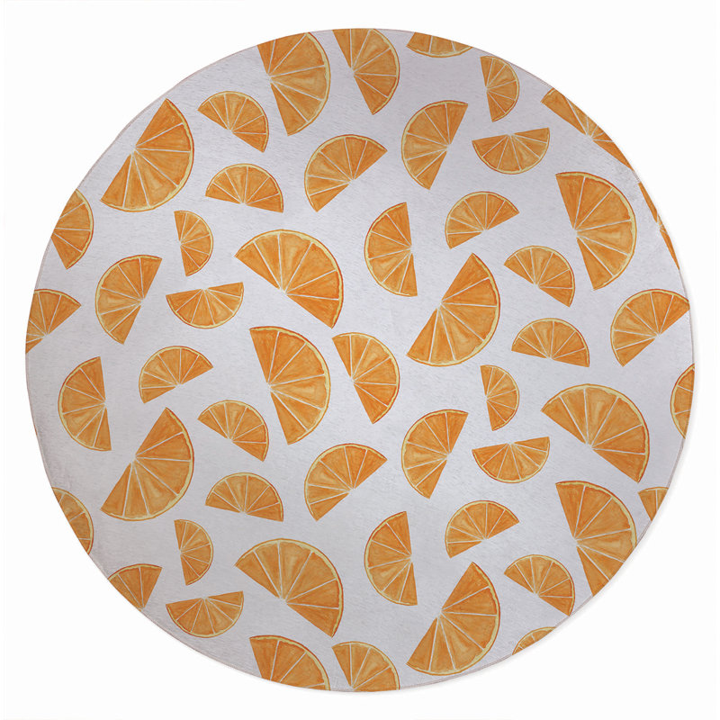 Summer Oranges Outdoor Rug, Round 5'