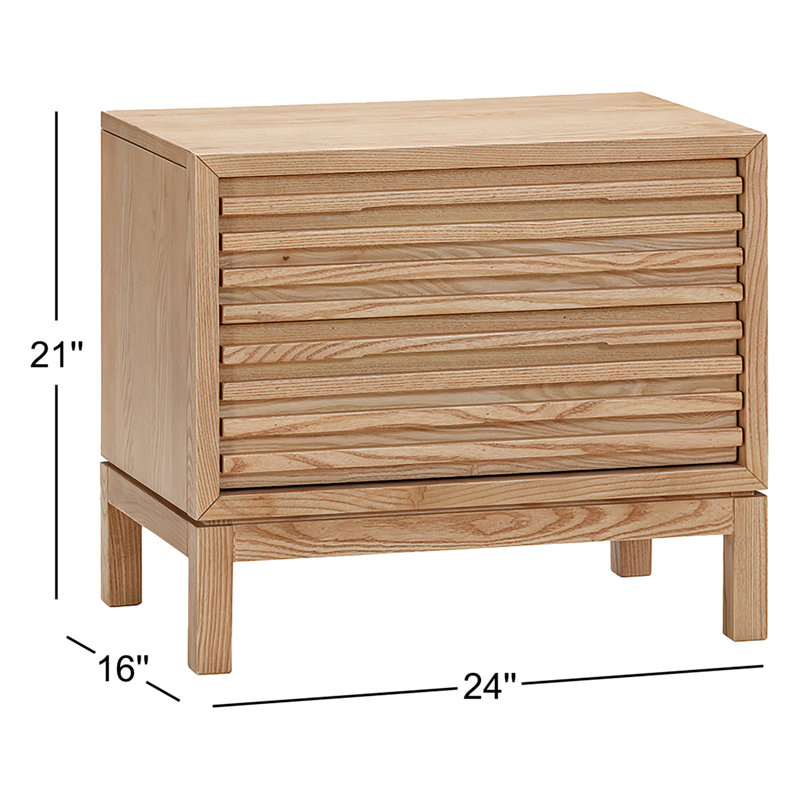 Table de chevet finlandaise en bois massif, Chêne clair
