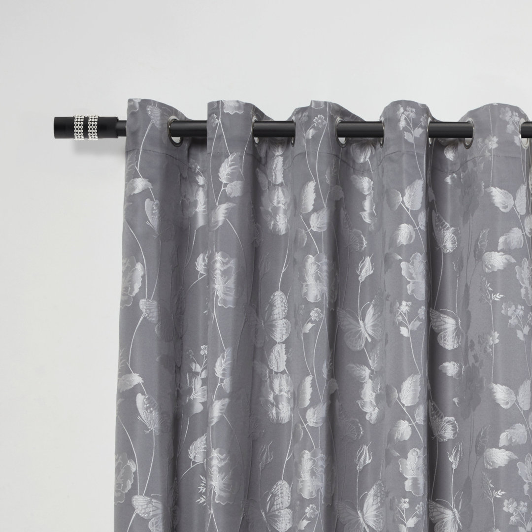 Diamante Extendable Single Curtain Rod and Hardware Set