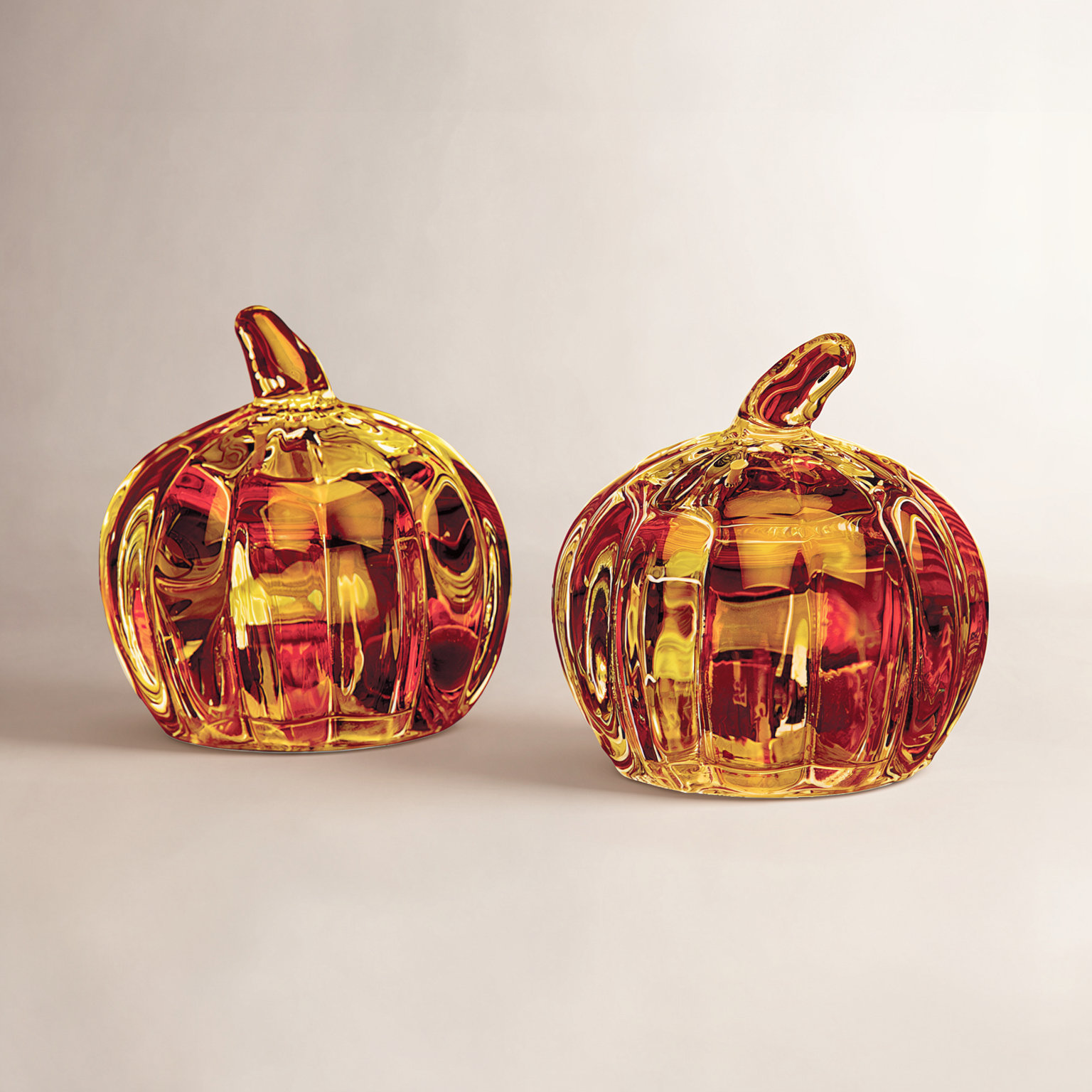 Harvest Pumpkin Amber Salt and Pepper Shaker Set
