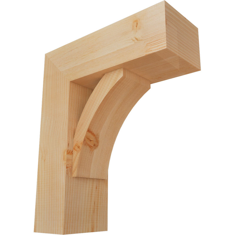 7 1/2"W x 20"D x 24"H Thorton Block Smooth Bracket w/ Offset Brace, Douglas Fir, 24 x 20, 7 1/2"W Douglas Fir (Smooth)