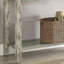 Console en bois gris antique et bleu sarcelle avec présentoir de rangement supplémentaire