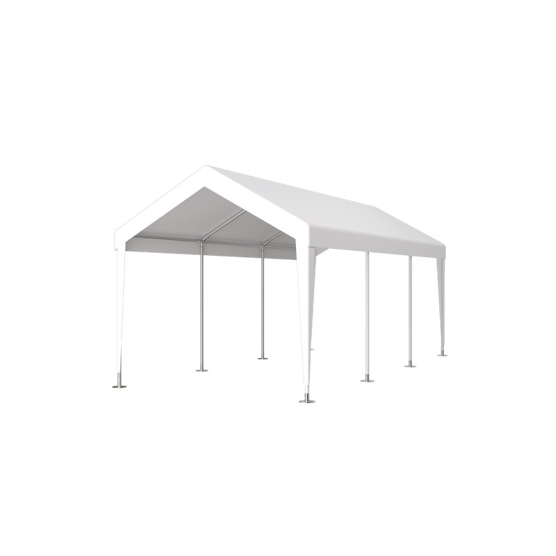 Carport 10' X 20' Portable Garage, Heavy Duty Car Port Canopy With 2 Roll-Up Doors & 4 Ventilated Windows For Car, Truck, Boat, Garden Tools
