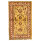 Hand Knotted Wool Area Rug in Ivory And Peach