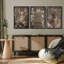 «Neutral Toned Christmas Trio with Santa, Books and Deer Art», reproduction d'art sur toile encadrée 3 pièces-120667433-120667432