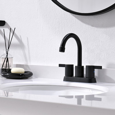 Centerset 2-handle Bathroom Faucet with Drain Assembly