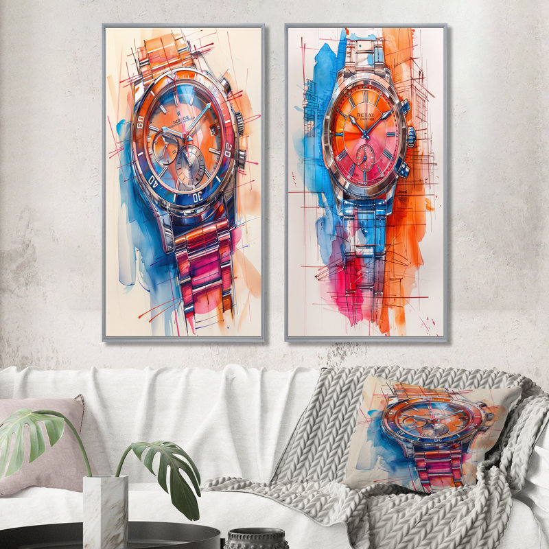 Schroeder - Ensemble de 2 pièces d'art mural, H 32 po x l 32 po, Argent argent, Impression encadrée