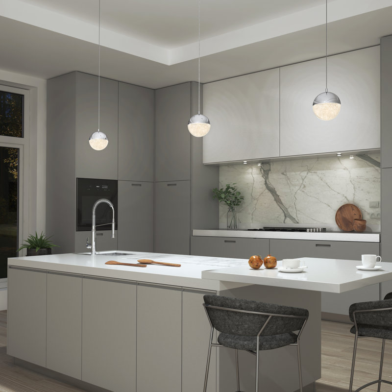 Chrome Globe LED Pendant Light with Glass Diffuser