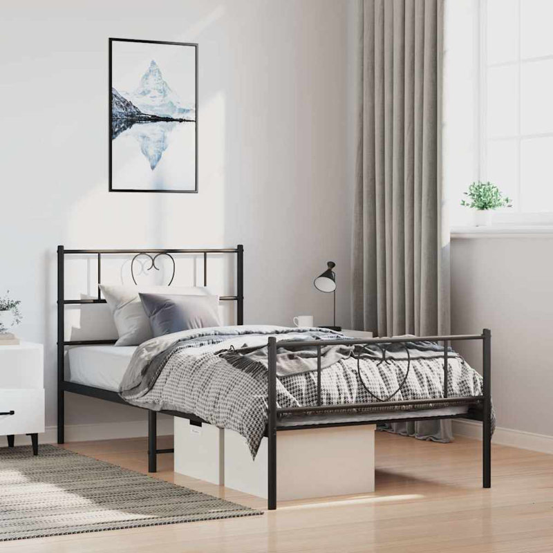 Altamae Metal Bed, Black, 105 x 207cm