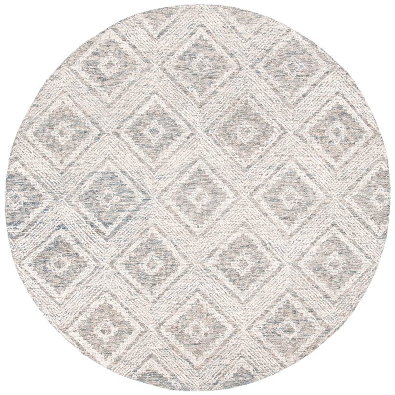 Dibenedetto Hand Tufted Wool Geometric Rug, Round 6'