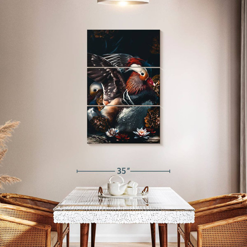 Brampt Dark Mandarin Ducks, 57" H x 36" W