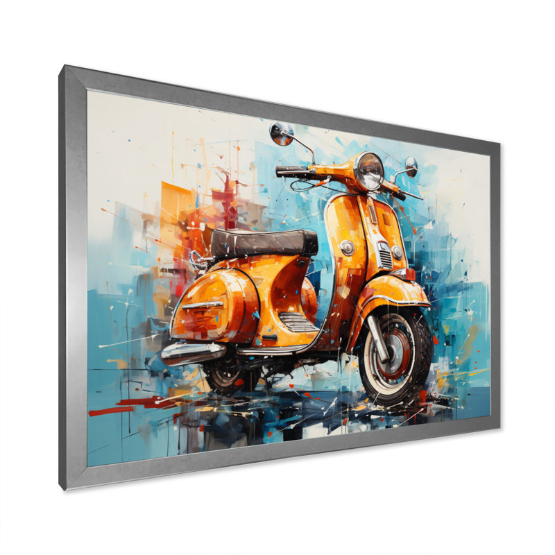 Scooter City Rides IV - Transport, reproduction d'art mural, H 12 po x l 20 po x P 1 po, Cadre simple argenté
