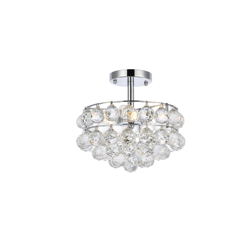 Kieron 5-Light Dimmable Crystal Flush Mount, Chrome, 10" H x 12" W x 12" D