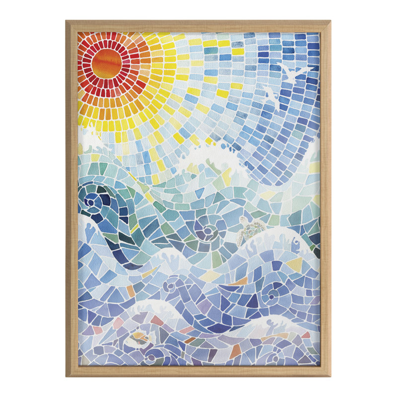 "It's a Beautiful Life" par Janet Meinke Lau, art mural en verre encadré, Encadrement brun