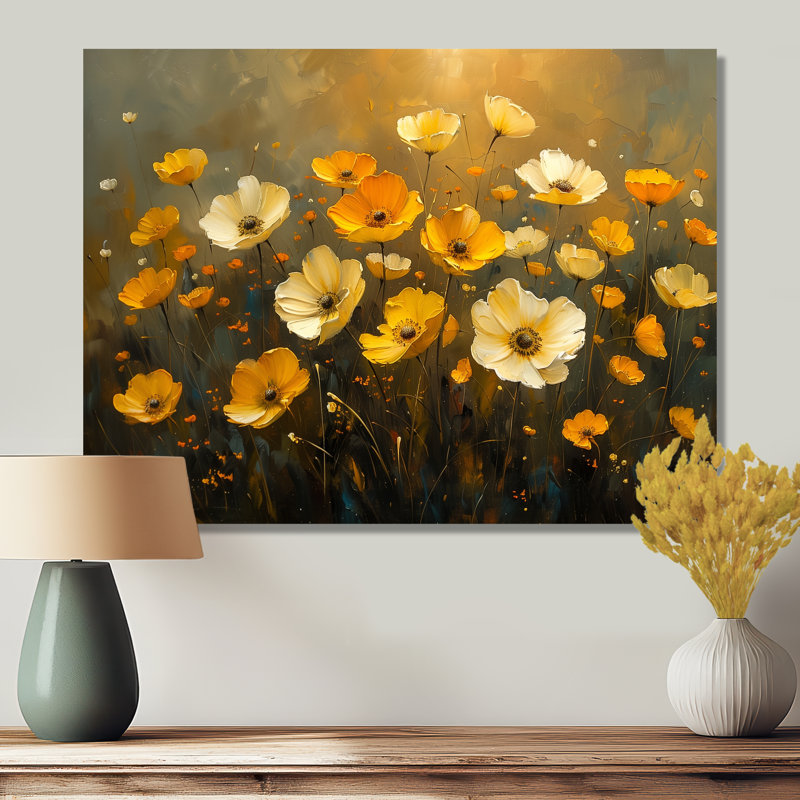 Jeanlouis - Buttercups Wall Art Living Room, Métal métal, H 16 po x l 32 po