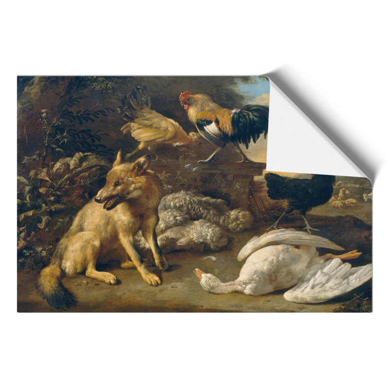 A Fox With Hens And A Goose by Melchior D'Hondecoeter - No Frame Print, 42cm H x 59cm W x 0.1cm D