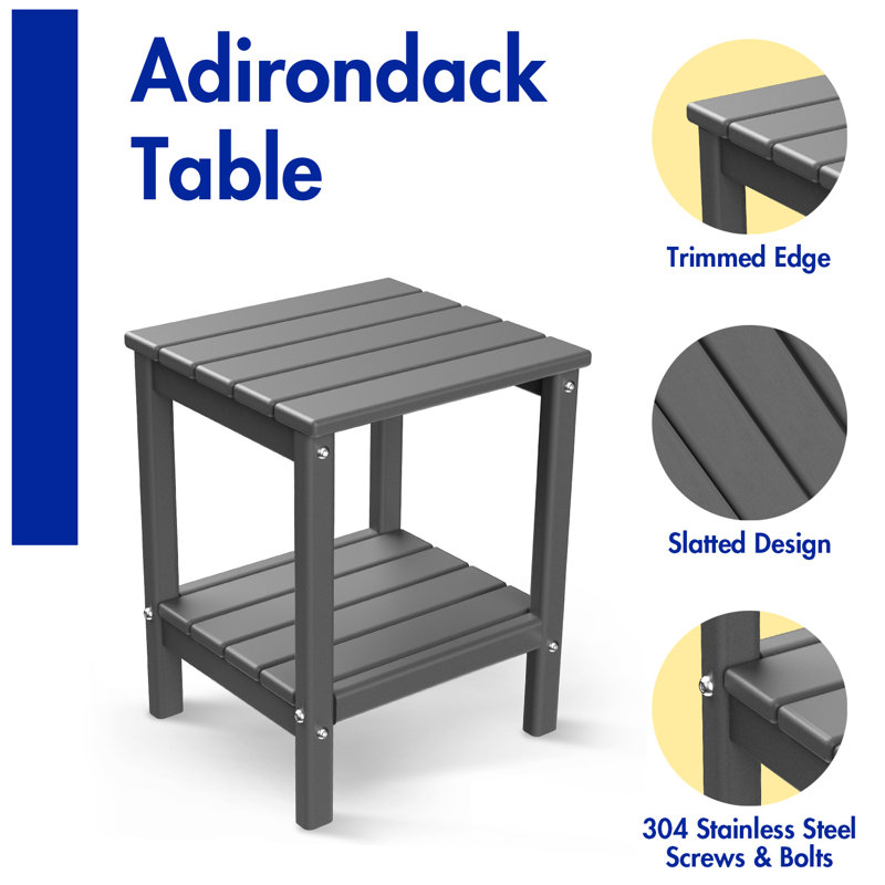 HDPE Adirondack Side Table, Gris