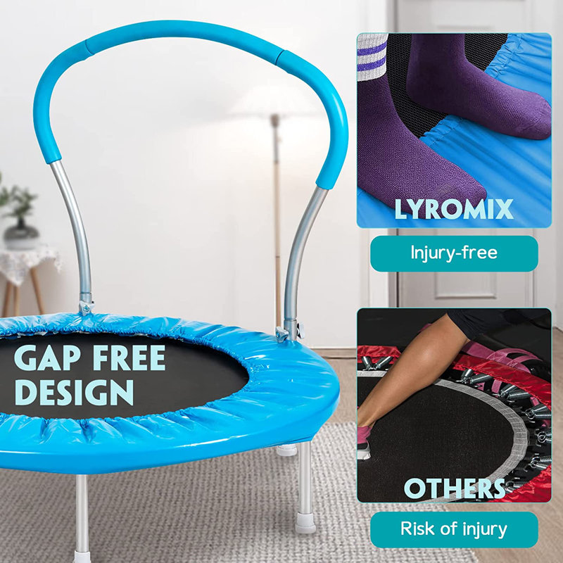 Sapphome Round Kid / Toddler Trampoline with Handlebar, Blue