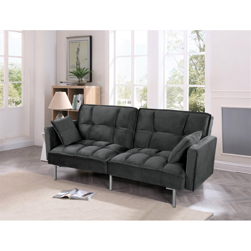 Mackayla 75.6 " Upholstered Convertible Sofa, Black