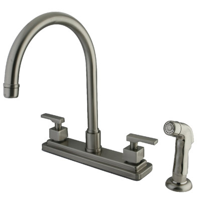 Kingston Brass Executive Two-Handle 4-Hole 8" Centerset Kitchen Faucet with Side Sprayer