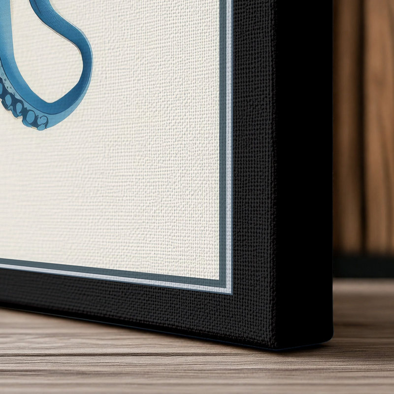 Blue Octopus Modern - Wrapped Canvas, Black Border, 24x16 - 61.0 x 40.6 cm