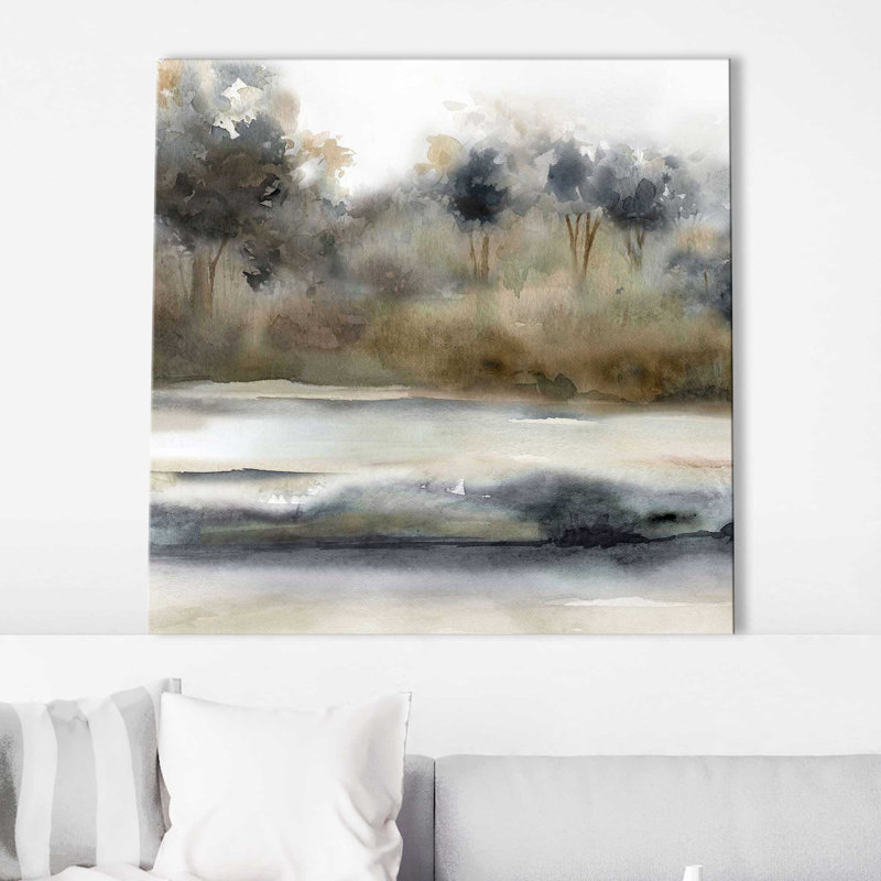 Silent River par Carol Robinson - Peinture, L 18 po x H 18 po, Toile tendue