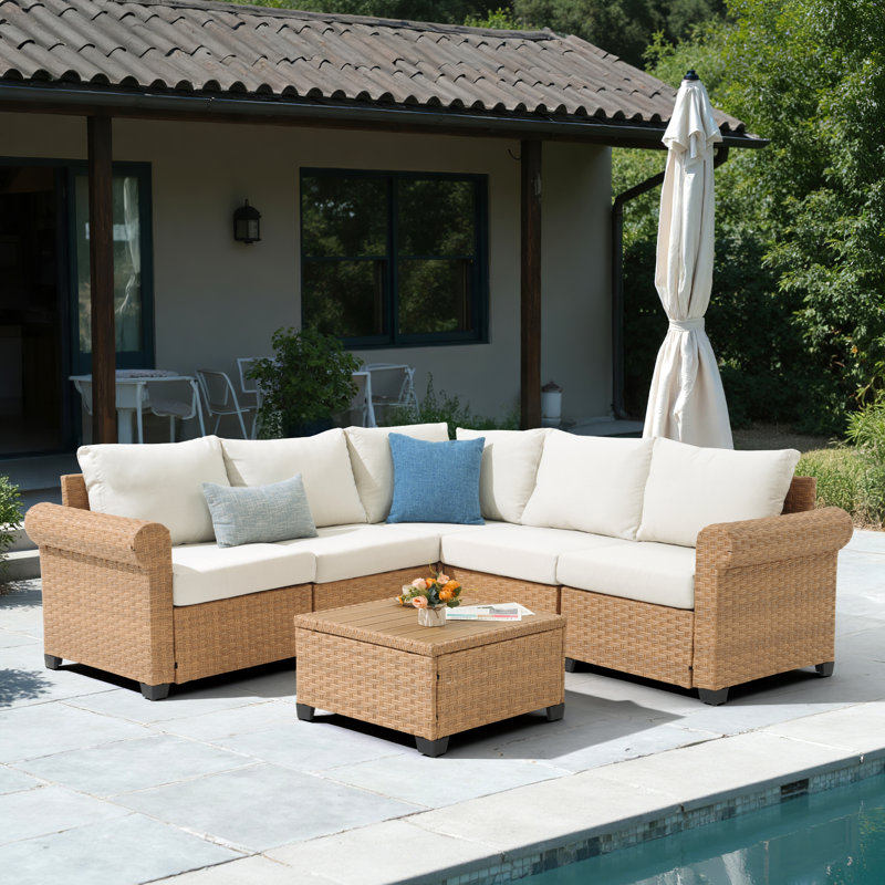 Ensemble de conversation modulaire pour 5 personnes avec coussins