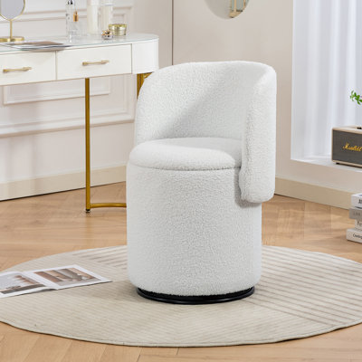 Élégant fauteuil demi-tonneau rembourré: tabouret de coiffeuse pivotant à 360 ° pour chambre à coucher et chaise de salle à manger, rangement intégré, siège d'appoint rembourré, multifonctionnel pour s'habiller / manger, tabouret de lit pour chat gratuit inclus,