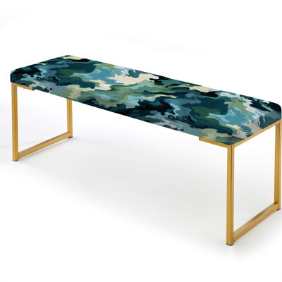 Nomadic Patterns - Camouflage Upholstered Gold Bench