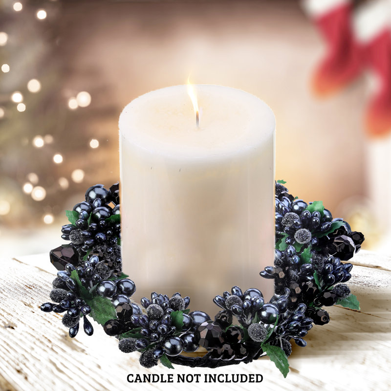Anneau de bougie en plastique 4 po Pearl Berry, Noir