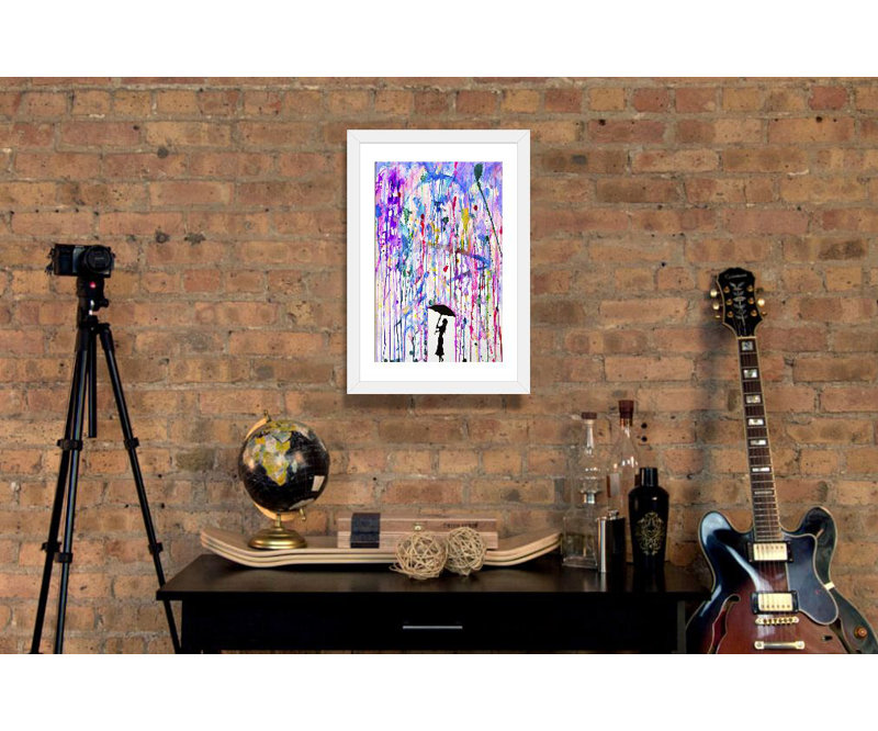 « déluge », impression, H 24 po x l 16 po x P 1 po, Papier encadré blanc
