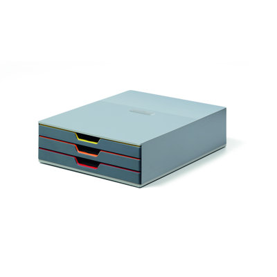 Durable VARICOLOR Desktop Organizer 3 Drawer Color Coded Modular Storage | Letter Size+