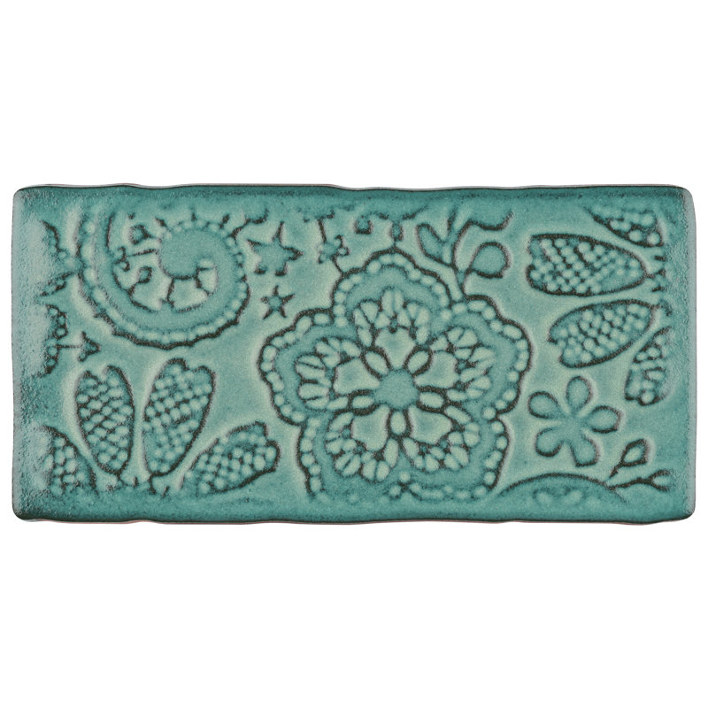 Antic Feelings 3" x 6" Ceramic Patterned Subway Tile, Feelings Lava Verde