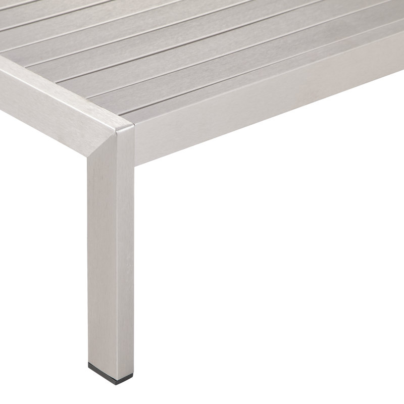 Table basse d'extérieur en aluminium Novae - table de patio moderne avec structure antirouille et plateau à lattes pour le drainage de l'eau