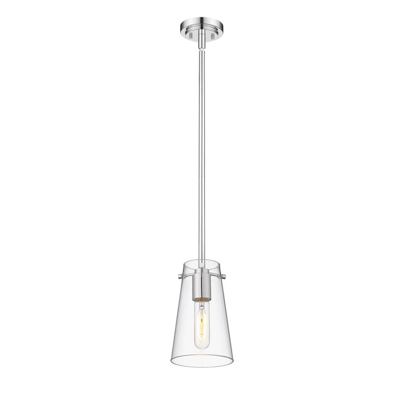 Luminaire suspendu 1 lumière Vilmos, H 53 po x l 5 po x P 5 po, Chrome