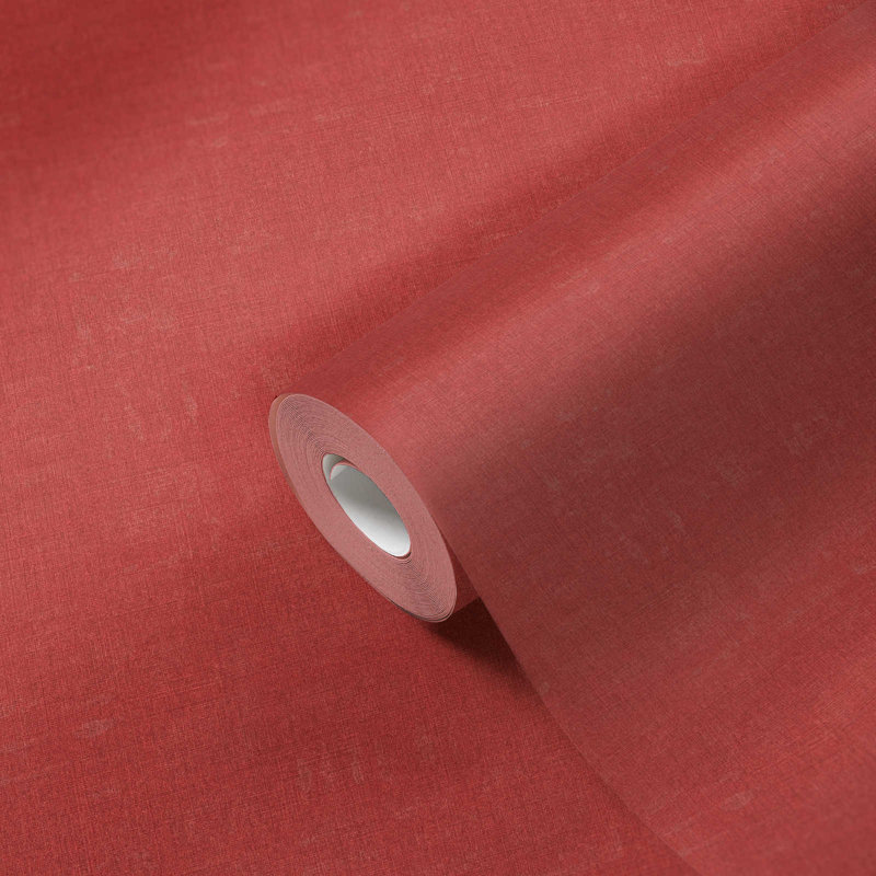 Diez Linen Effect 10.05m x 53cm Textured Matte Wallpaper Roll, Red