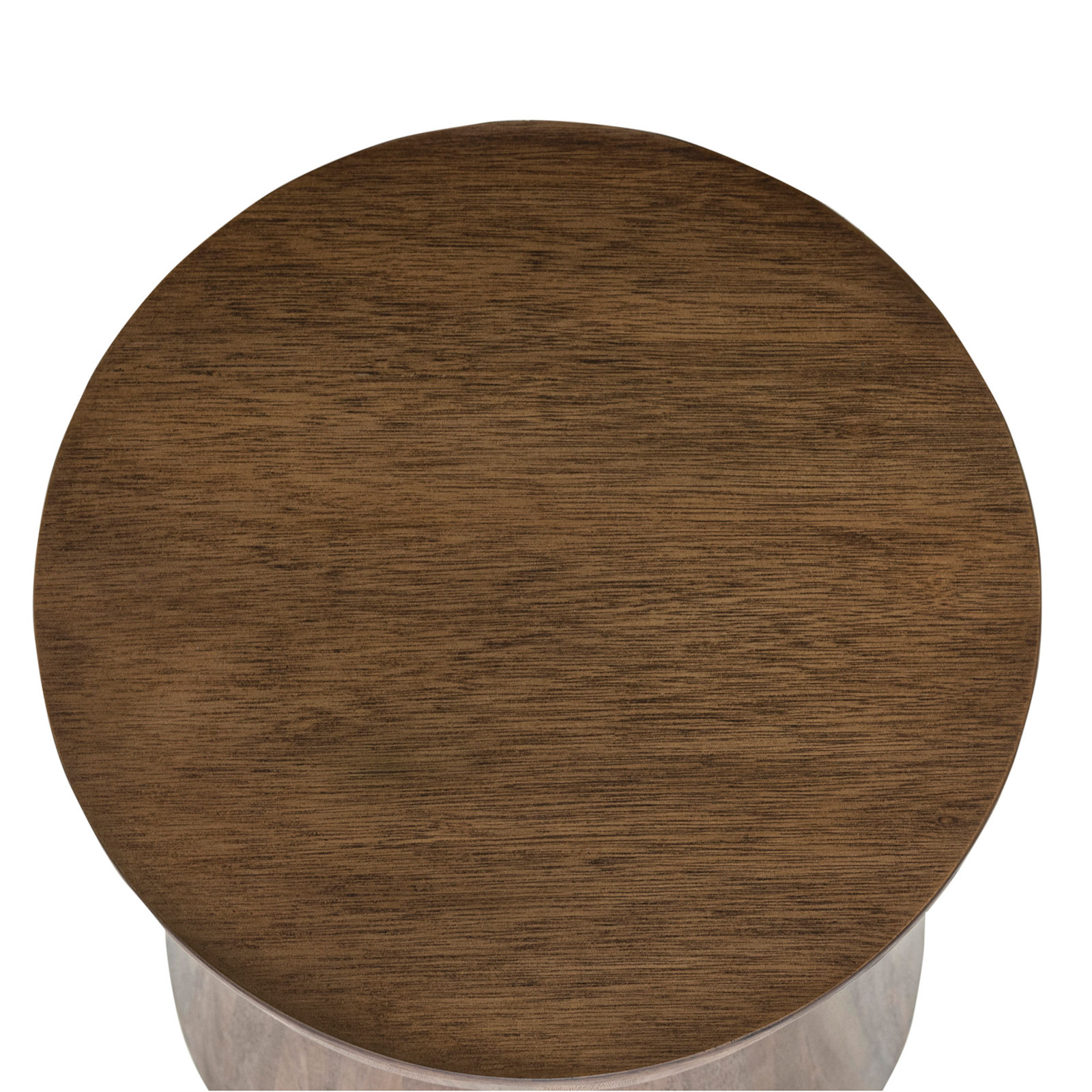  Round Drum End Table, Brown