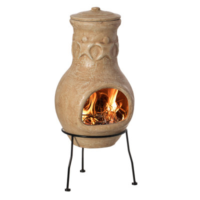 Foyer d'extérieur beige en argile Chiminea