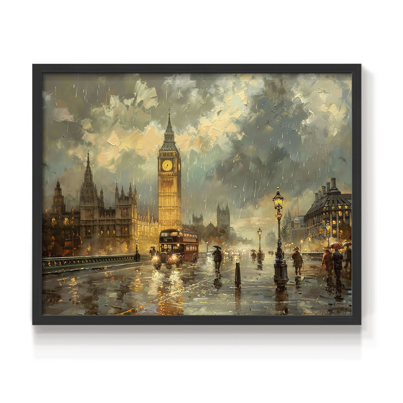 Landscape Series-CXLI -Framed Print - Restickable, Noir, noir, noir, noir, H 16 po x l 20 po