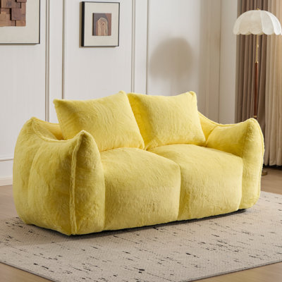 Fauteuil à billes géant pour adultes, canapé à billes moelleux ultra moelleux, méridienne surdimensionnée pour la chambre à coucher, aucun fauteuil de lecture confortable avec coussins