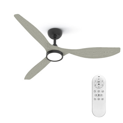 52" Ulanda Blade LED Propeller Ceiling Fan with Remote Control Black with Gray