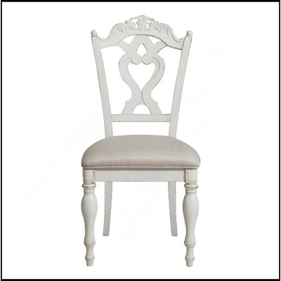 Chaise de bureau victorienne de style victorien blanc antique avec siège rembourré 1pc