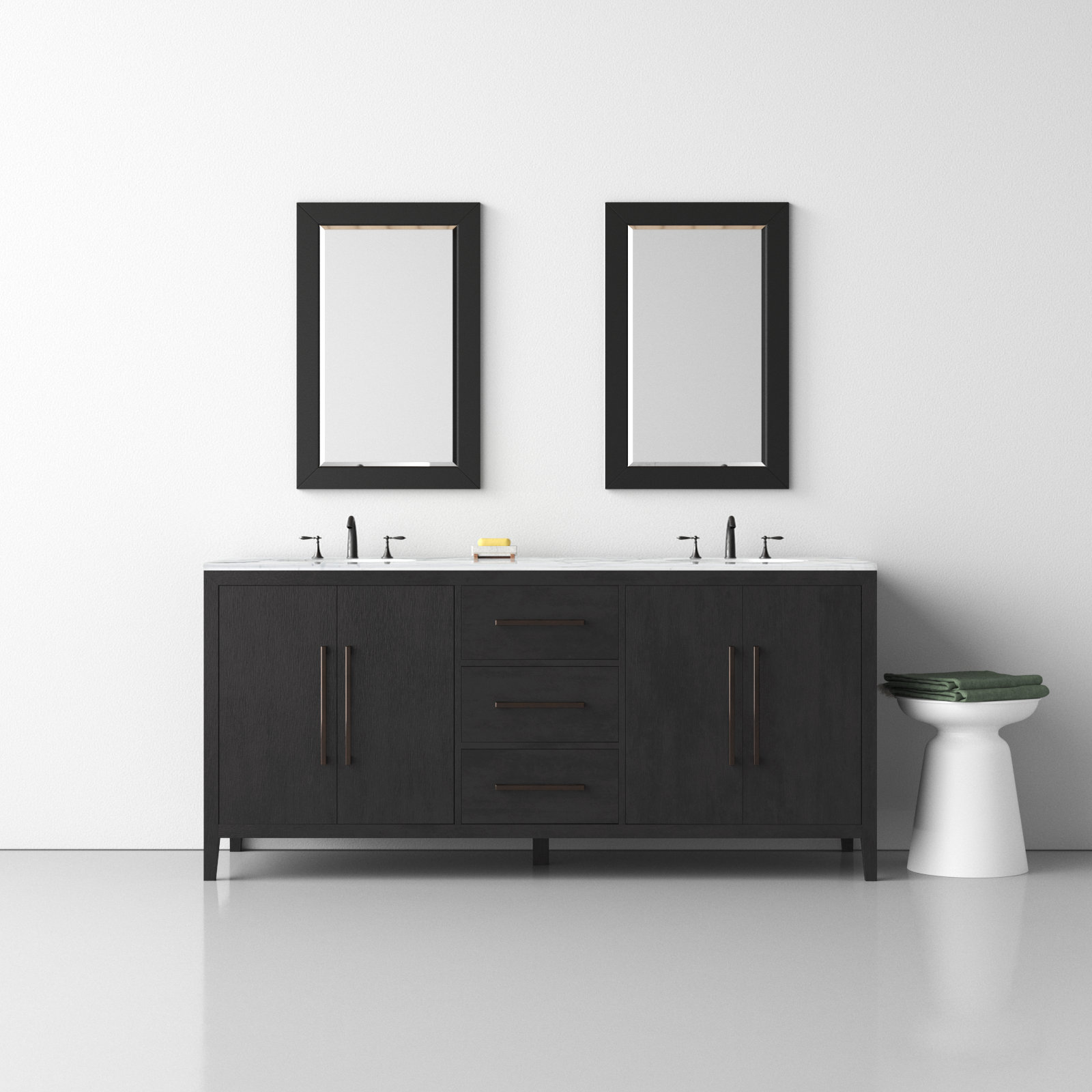 Alsup 72" Acacia Double Bathroom Vanity, Wire Brushed Dark Oak