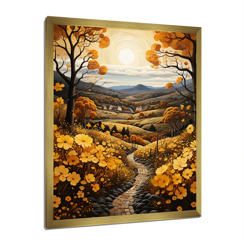 «Countryside Harvest Gold Autumn III», reproduction sur toile, Encadrement doré, H 40 po x l 30 po x P 1,5 po