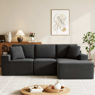 Canapé modulaire 91,1 po sans assemblage modulaire sans compression avec repose-pieds amovible